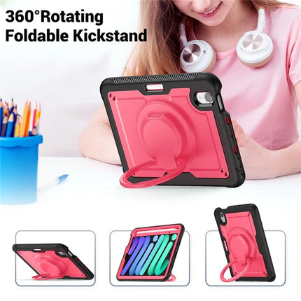 For iPad mini (2024)  /  (2021) Case Rotating Kickstand PC + TPU Shockproof Tablet Cover with Shoulder Strap