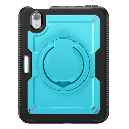 For iPad mini (2024)  /  (2021) Case Rotating Kickstand PC + TPU Shockproof Tablet Cover with Shoulder Strap