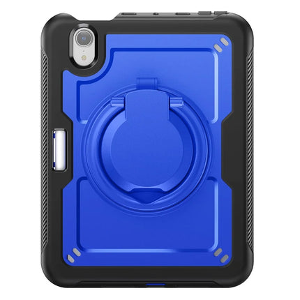 For iPad mini (2024)  /  (2021) Case Rotating Kickstand PC + TPU Shockproof Tablet Cover with Shoulder Strap