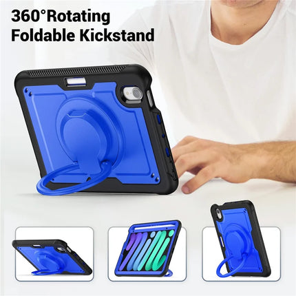 For iPad mini (2024)  /  (2021) Case Rotating Kickstand PC + TPU Shockproof Tablet Cover with Shoulder Strap
