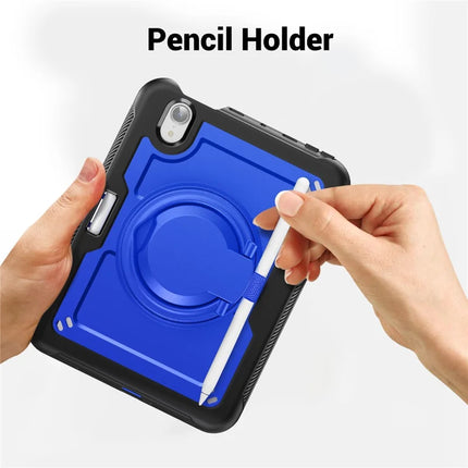 For iPad mini (2024)  /  (2021) Case Rotating Kickstand PC + TPU Shockproof Tablet Cover with Shoulder Strap