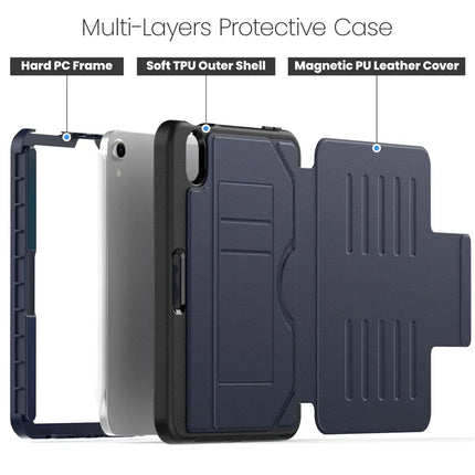 For iPad mini (2024)  /  (2021) Case with Card Slots PC + TPU + PU U-Shape Stand Tablet Cover