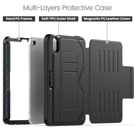 For iPad mini (2024)  /  (2021) Case with Card Slots PC + TPU + PU U-Shape Stand Tablet Cover