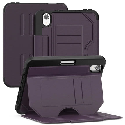 For iPad mini (2024)  /  (2021) Case with Card Slots PC + TPU + PU U-Shape Stand Tablet Cover - Purple