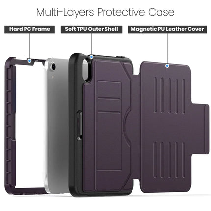 For iPad mini (2024)  /  (2021) Case with Card Slots PC + TPU + PU U-Shape Stand Tablet Cover