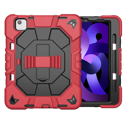 Tablet Case For iPad Air (2022) / (2020) / iPad Pro 11 (2022) / (2021) / (2020) / (2018) PC + Silicone Cover with Kickstand Wrist Strap - Red + Black