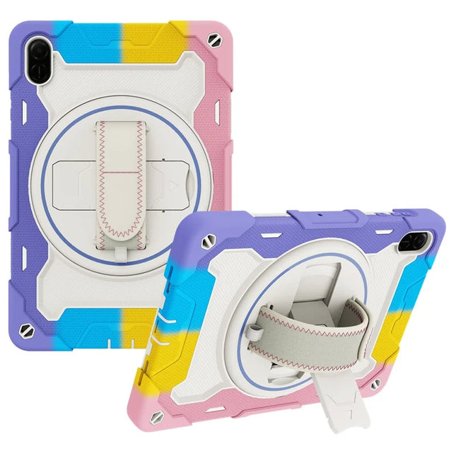 For Honor Pad X9  /  X8a Case Kickstand Hand Strap PC + Silicone Tablet Cover - Colorful Pink