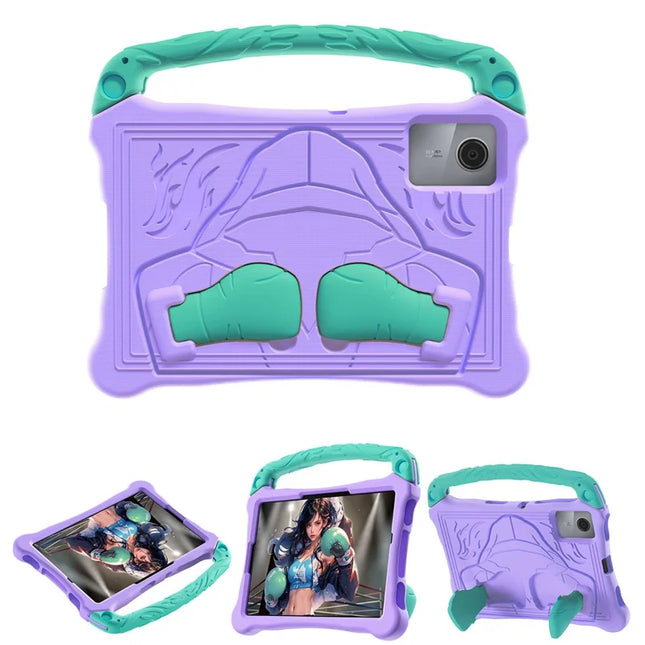 For Lenovo Tab M11  /  Xiaoxin Pad 11 2024 Case Boxing Style EVA Tablet Cover with Handle Kickstand - Purple  /  Mint Green