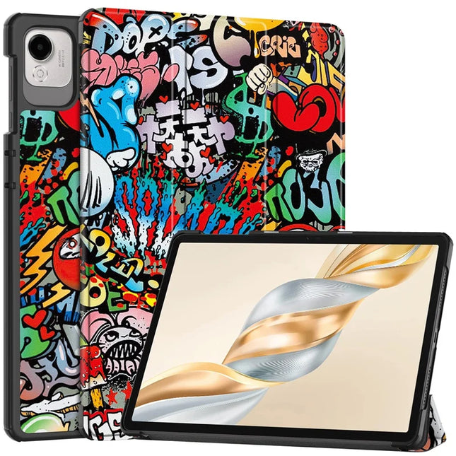 For Honor Pad X9 Pro Case Pattern Print Leather Stand Tablet Cover - Graffiti