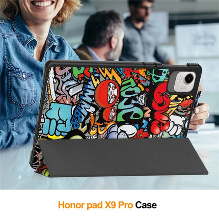 For Honor Pad X9 Pro Case Pattern Print Leather Stand Tablet Cover