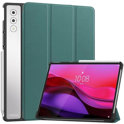 For Lenovo Yoga Tab Plus Case Anti-Drop Leather Stand Tablet Cover - Blackish Green
