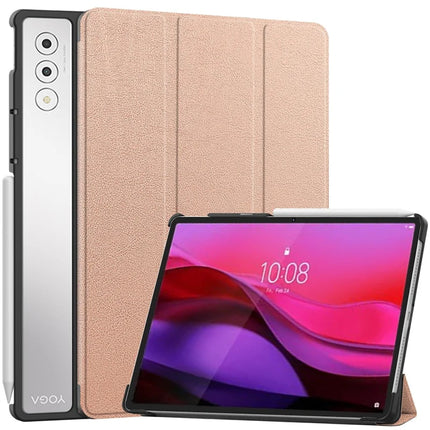 For Lenovo Yoga Tab Plus Case Anti-Drop Leather Stand Tablet Cover - Rose Gold