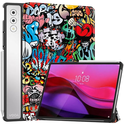 For Lenovo Yoga Tab Plus Case Pattern Print Leather Stand Tablet Cover - Graffiti