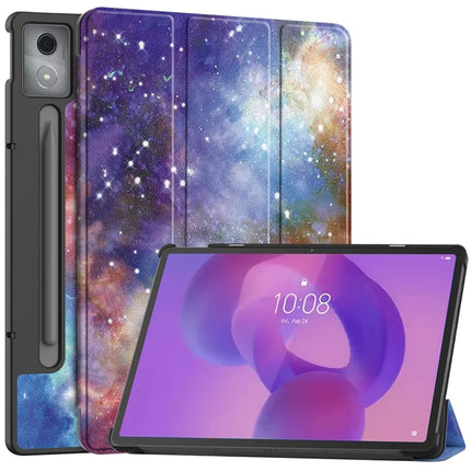For Lenovo Idea Tab Pro Case Pattern Print Leather Stand Tablet Cover - Galaxy