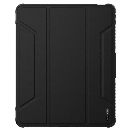 NILLKIN Bumper Leather Case Pro for iPad Air 13 (2024)  /  Pro 12.9 (2022)  /  (2021)  /  (2020) Slide Camera Cover PU Leather Trifold Stand Tablet Case