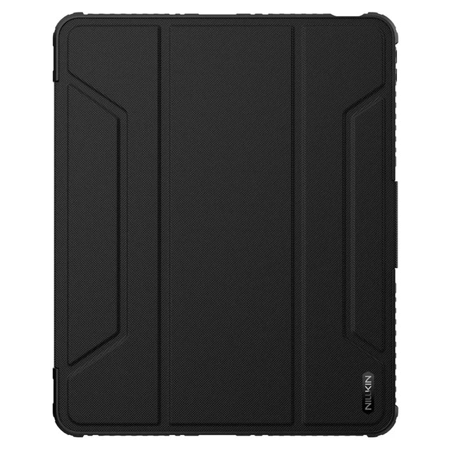 NILLKIN Bumper Leather Case Pro for iPad Air 13 (2024)  /  Pro 12.9 (2022)  /  (2021)  /  (2020) Slide Camera Cover PU Leather Trifold Stand Tablet Case