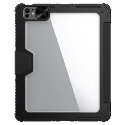 NILLKIN Bumper Leather Case Pro for iPad Air 13 (2024)  /  Pro 12.9 (2022)  /  (2021)  /  (2020) Slide Camera Cover PU Leather Trifold Stand Tablet Case