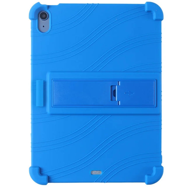 For iPad Air 11 (2024) Silicone Case with Kickstand Rugged Protective Cover - Dark Blue