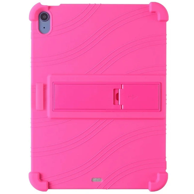 For iPad Air 11 (2024) Silicone Case with Kickstand Rugged Protective Cover - Rose