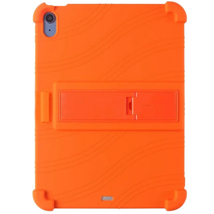 For iPad Air 11 (2024) Silicone Case with Kickstand Rugged Protective Cover - Orange