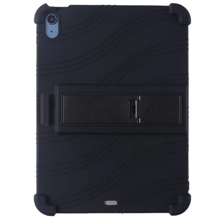 For iPad Air 11 (2024) Silicone Case with Kickstand Rugged Protective Cover - Black