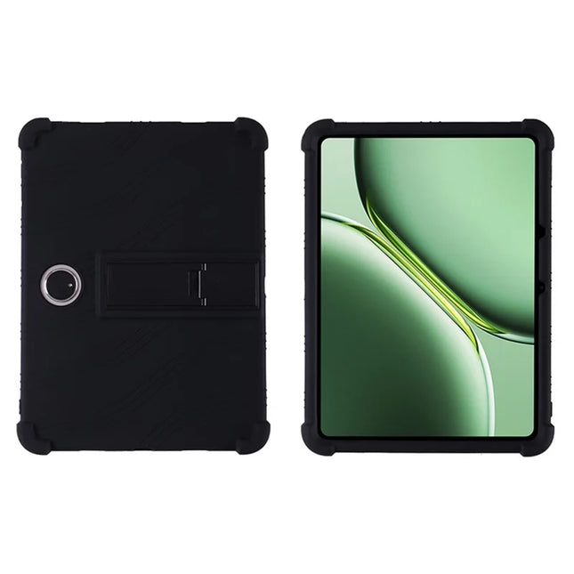 For Oppo Pad 3 / OnePlus Pad Pro Silicone Case with Kickstand Rugged Protective Cover - Black