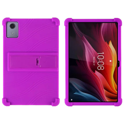 For Lenovo Tab K11 Plus Silicone Case with Kickstand Rugged Protective Cover - Purple