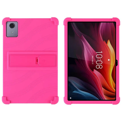 For Lenovo Tab K11 Plus Silicone Case with Kickstand Rugged Protective Cover - Rose