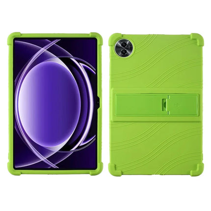 For Realme Pad 2 Lite Silicone Case with Kickstand Rugged Protective Cover - Green