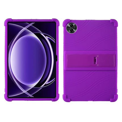 For Realme Pad 2 Lite Silicone Case with Kickstand Rugged Protective Cover - Purple