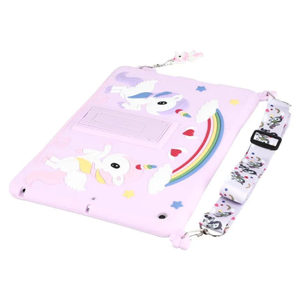 Cute Decor Tablet Shell for iPad 10.2 (2021) / (2020) / (2019) , Silicone + PC Kickstand Tablet Cover with Strap