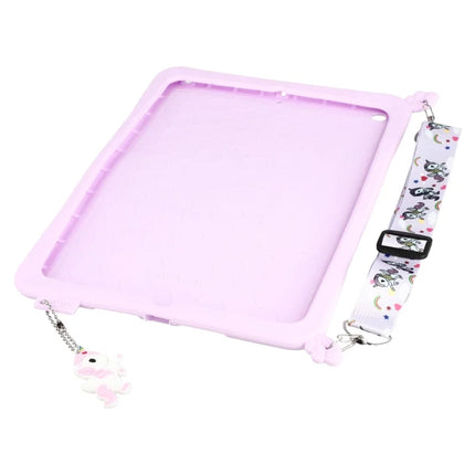Cute Decor Tablet Shell for iPad 10.2 (2021) / (2020) / (2019) , Silicone + PC Kickstand Tablet Cover with Strap