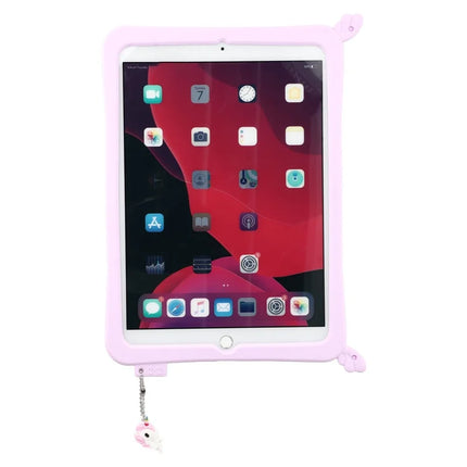 Cute Decor Tablet Shell for iPad 10.2 (2021) / (2020) / (2019) , Silicone + PC Kickstand Tablet Cover with Strap