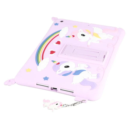 Cute Decor Tablet Shell for iPad 10.2 (2021) / (2020) / (2019) , Silicone + PC Kickstand Tablet Cover with Strap