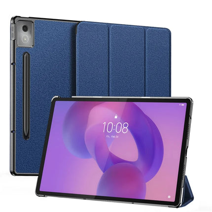 For Lenovo Idea Tab Pro Case DUX DUCIS Domo Series Tri-fold Stand PU Leather Protective Tablet Cover - Blue