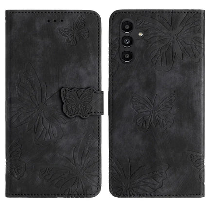 For Samsung Galaxy A36 5G Case Butterfly Design Flip Wallet Leather Phone Cover Skin-Touch - Black
