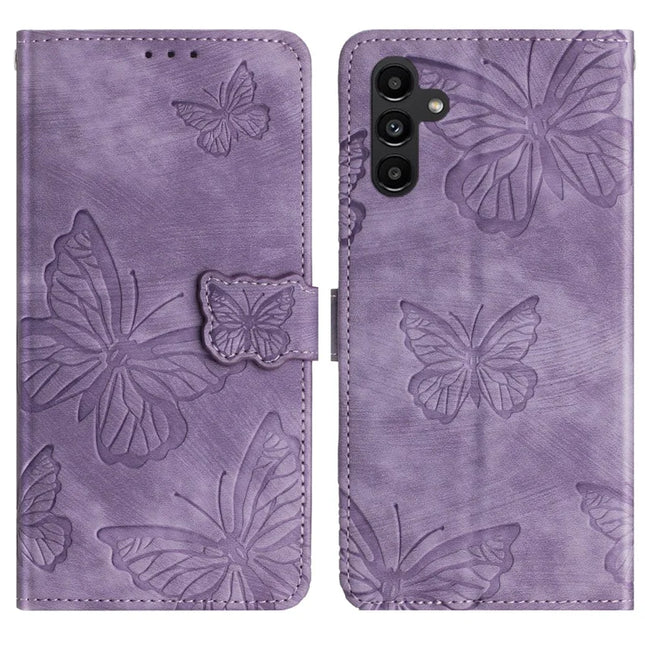 For Samsung Galaxy A36 5G Case Butterfly Design Flip Wallet Leather Phone Cover Skin-Touch - Purple