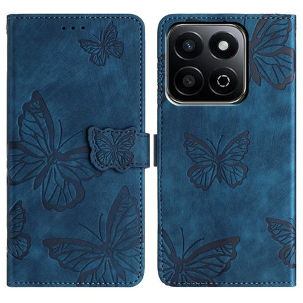 For Honor X7c 4G / 200 Smart 5G Case Butterfly Design Flip Wallet Leather Phone Cover Skin-Touch - Blue