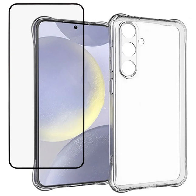 For Samsung Galaxy A36 5G Case 2.0mm TPU Clear Phone Cover with Tempered Glass Screen Protector