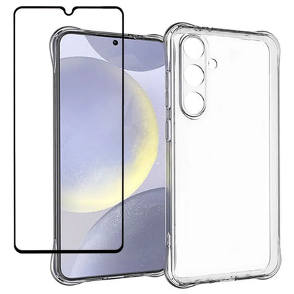For Samsung Galaxy A26 5G Case 2.0mm TPU Clear Phone Cover with Tempered Glass Screen Protector