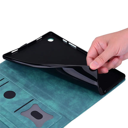 For iPad mini (2024)  /  mini (2021) Case Flip Stand Leather Phone Cover Cherry Blossom Cat Imprinted