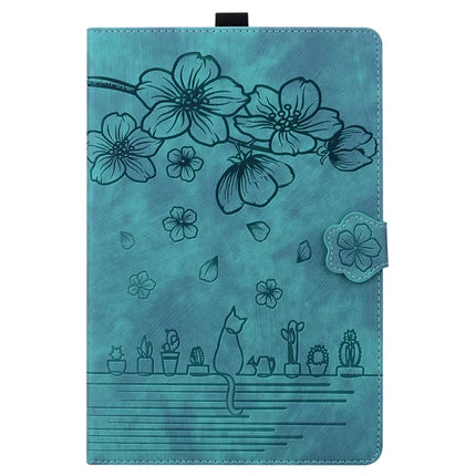 For iPad mini (2024)  /  mini (2021) Case Flip Stand Leather Phone Cover Cherry Blossom Cat Imprinted