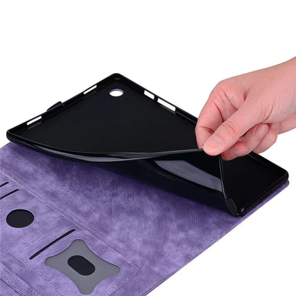 For iPad mini (2024)  /  mini (2021) Case Flip Stand Leather Phone Cover Cherry Blossom Cat Imprinted