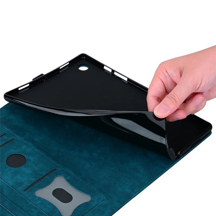 For iPad mini (2024)  /  mini (2021) Case Flip Stand Leather Phone Cover Cherry Blossom Cat Imprinted