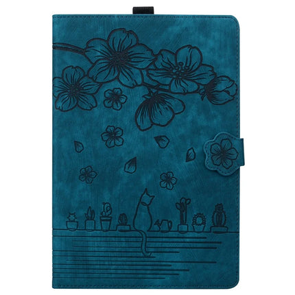 For iPad mini (2024)  /  mini (2021) Case Flip Stand Leather Phone Cover Cherry Blossom Cat Imprinted