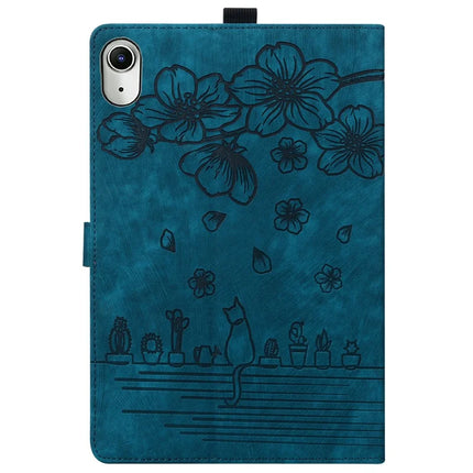 For iPad mini (2024)  /  mini (2021) Case Flip Stand Leather Phone Cover Cherry Blossom Cat Imprinted