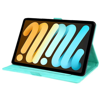For iPad mini (2024)  /  mini (2021) Leather Case Imprinted Butterfly Tablet Cover Stand Card Slot