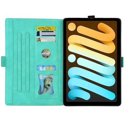 For iPad mini (2024)  /  mini (2021) Leather Case Imprinted Butterfly Tablet Cover Stand Card Slot