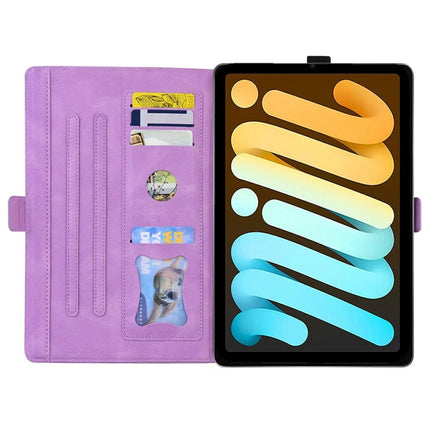 For iPad mini (2024)  /  mini (2021) Leather Case Imprinted Butterfly Tablet Cover Stand Card Slot