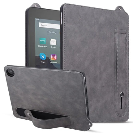 Tablet Case For Amazon Fire HD 10 (2023) / (2021) / Fire HD 10 Plus (2023) / (2021) Hand Strap Kickstand Leather Cover - Grey